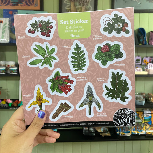 Lámina de Stickers – Flora de la Región de Aysén (rosado)