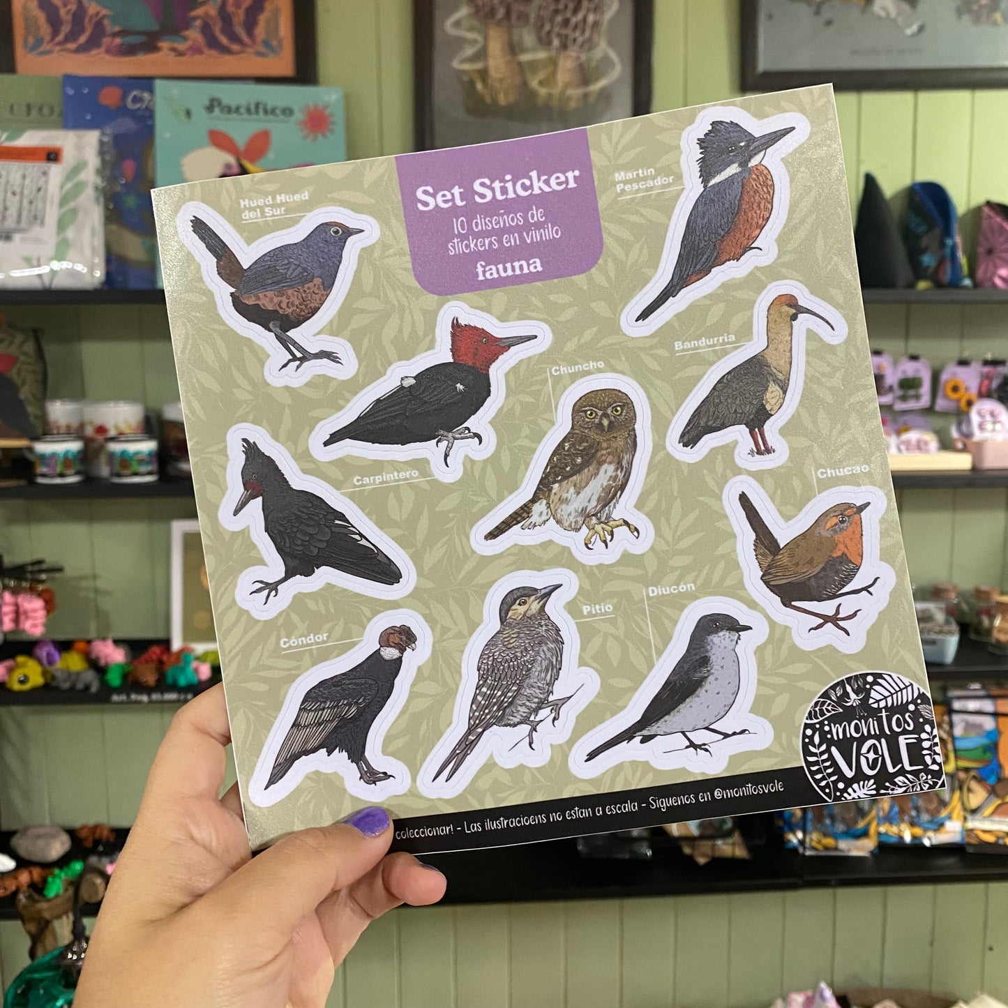 Lámina de Stickers – Fauna de la Región de Aysén (amarillo)