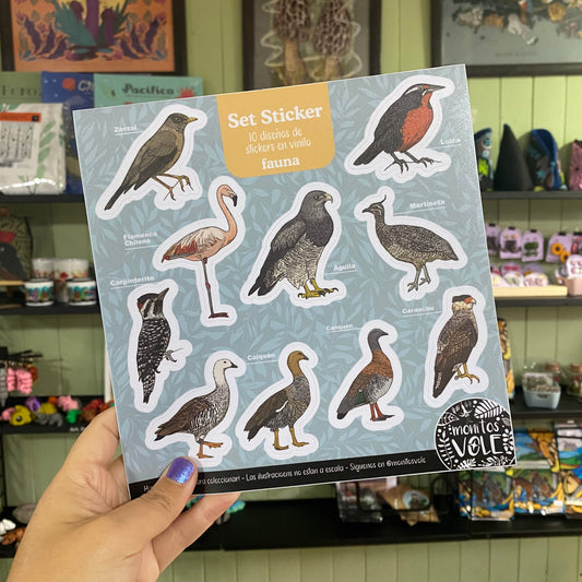 Lámina de Stickers – Fauna de la Región de Aysén (celeste)