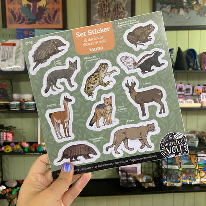 Lámina de Stickers – Fauna de la Región de Aysén (verde)