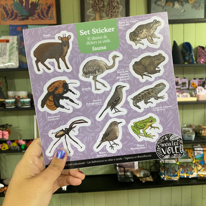 Lámina de Stickers – Fauna de la Región de Aysén (morado)