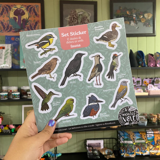 Lámina de Stickers – Fauna de la Región de Aysén (turquesa)