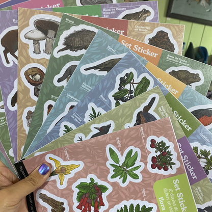 Lámina de Stickers – Fauna de la Región de Aysén (morado)