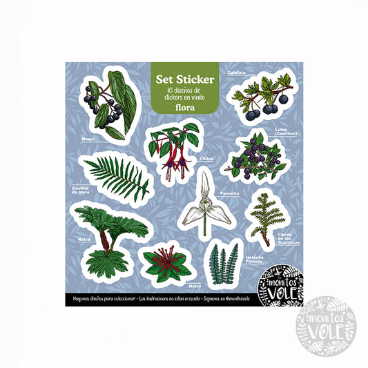 Lámina de Stickers – Flora de la Región de Aysén (celeste)