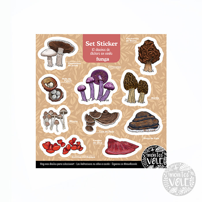 Lámina de Stickers – Funga de la Región de Aysén (naranjo)