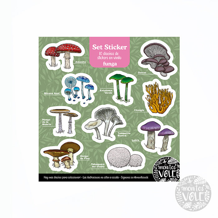 Lámina de Stickers – Funga de la Región de Aysén (verde)