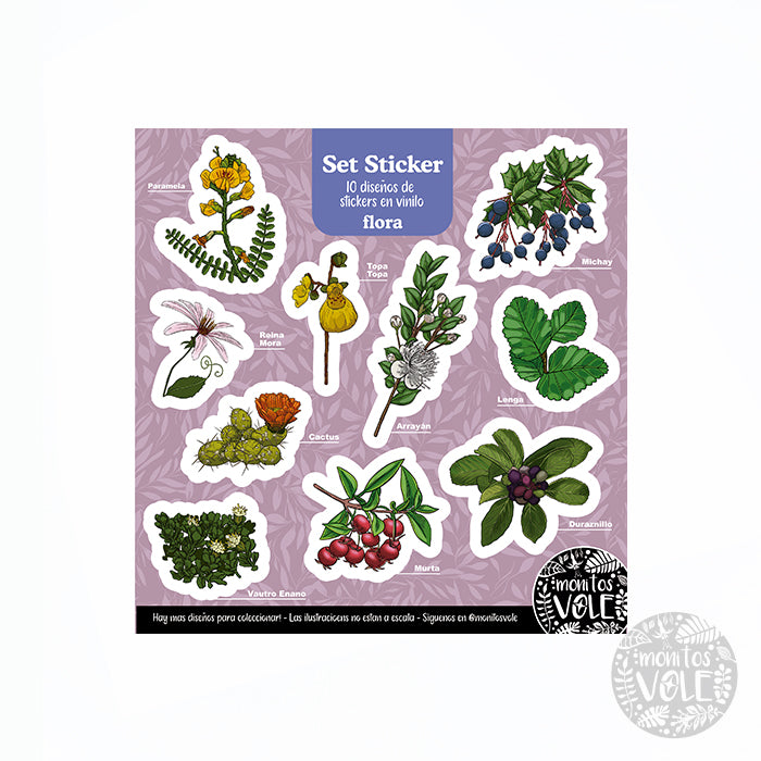 Lámina de Stickers – Flora de la Región de Aysén (violeta)