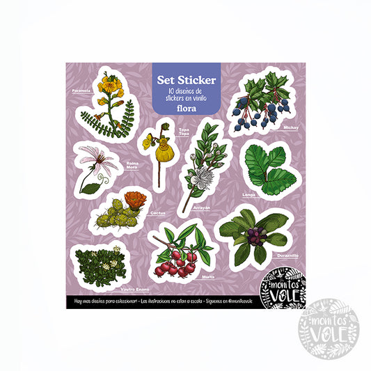Lámina de Stickers – Flora de la Región de Aysén (violeta)