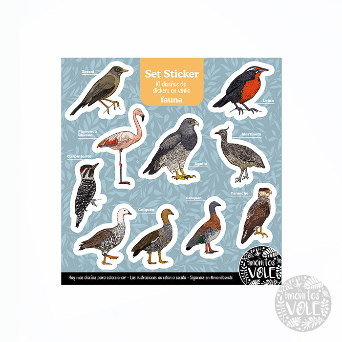 Lámina de Stickers – Fauna de la Región de Aysén (celeste)