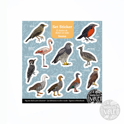 Lámina de Stickers – Fauna de la Región de Aysén (celeste)