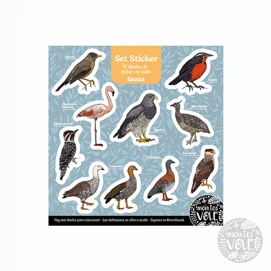 Lámina de Stickers – Fauna de la Región de Aysén (celeste)