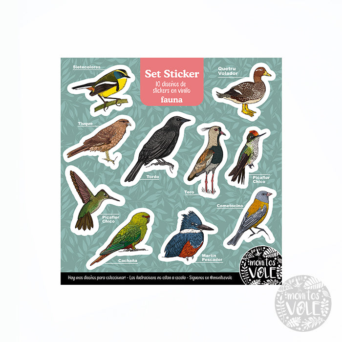 Lámina de Stickers – Fauna de la Región de Aysén (turquesa)