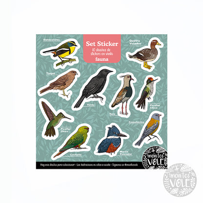 Lámina de Stickers – Fauna de la Región de Aysén (turquesa)