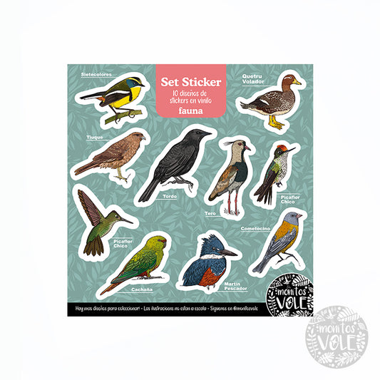 Lámina de Stickers – Fauna de la Región de Aysén (turquesa)